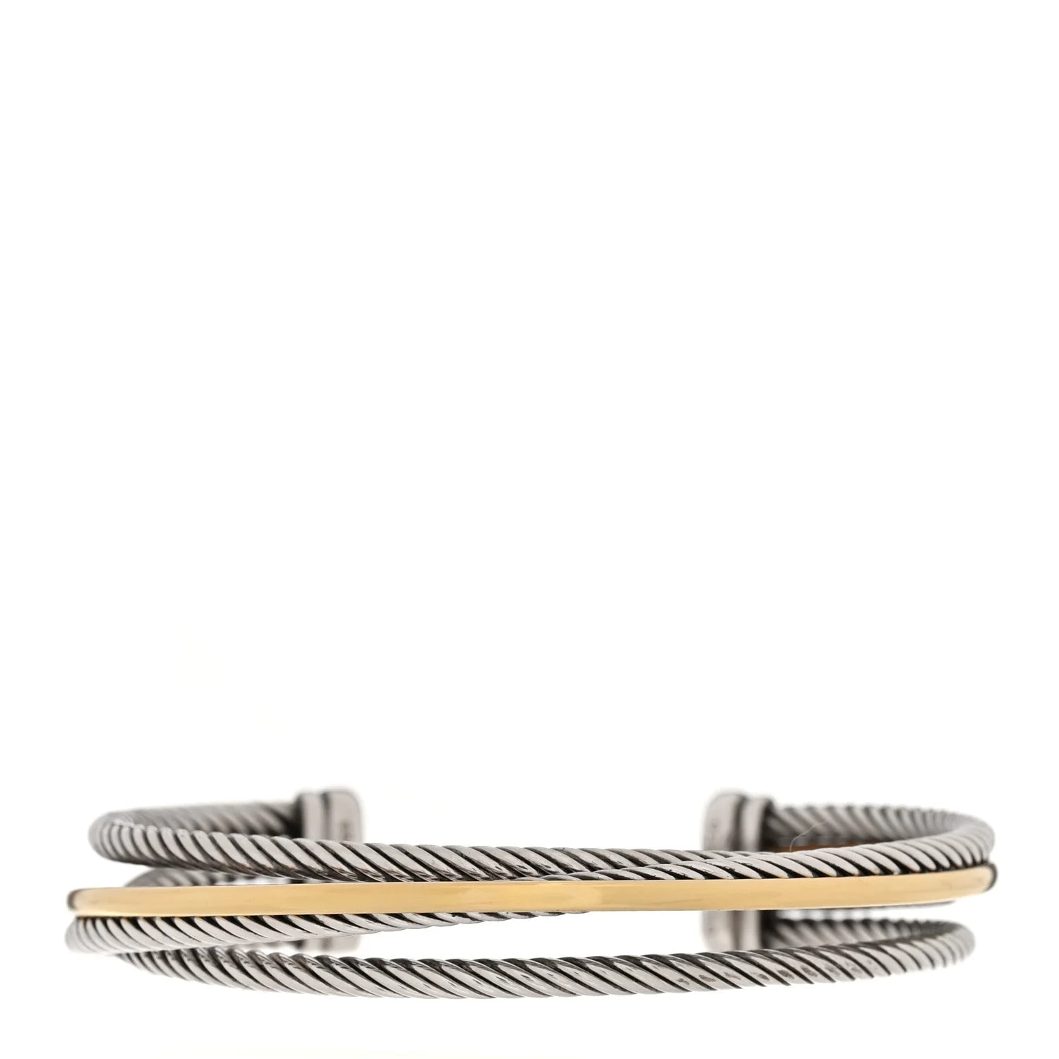 David Yurman — 18K Yellow Gold Crossover Three Row Cuff — Jewelry — resale
