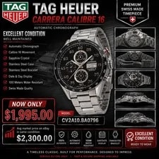 Carrera — TagHeuer Carrera Chronograph Caliber 16 Day Date AT BLK — Watch — resale