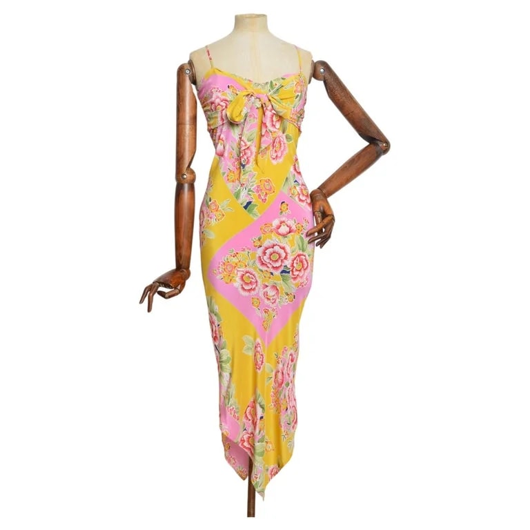 Pure 2000’s & Oriental Floral Print Handkerchief Hem Slip Dress — Clothing — resale