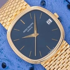 Patek Philippe Golden Ellipse Jumbo 3734/002 Blue Dial 18k Yellow Gold 2