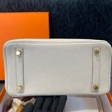 Hermes Birkin 25 Top Handle White Gold Classic D 4