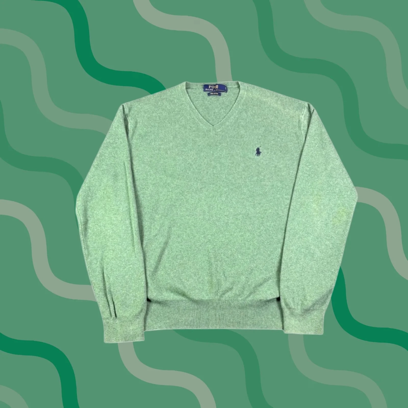 Polo Ralph Lauren — Polo Ralph Lauren Mens V-Neck Sweater Sage Green Heather Small Mens Pima Cotton V-Neck Sweater Sage Green Heather — streetwear — resale