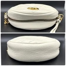 Gucci GG Marmont Round Mini Crossbody White Gold Chain 4
