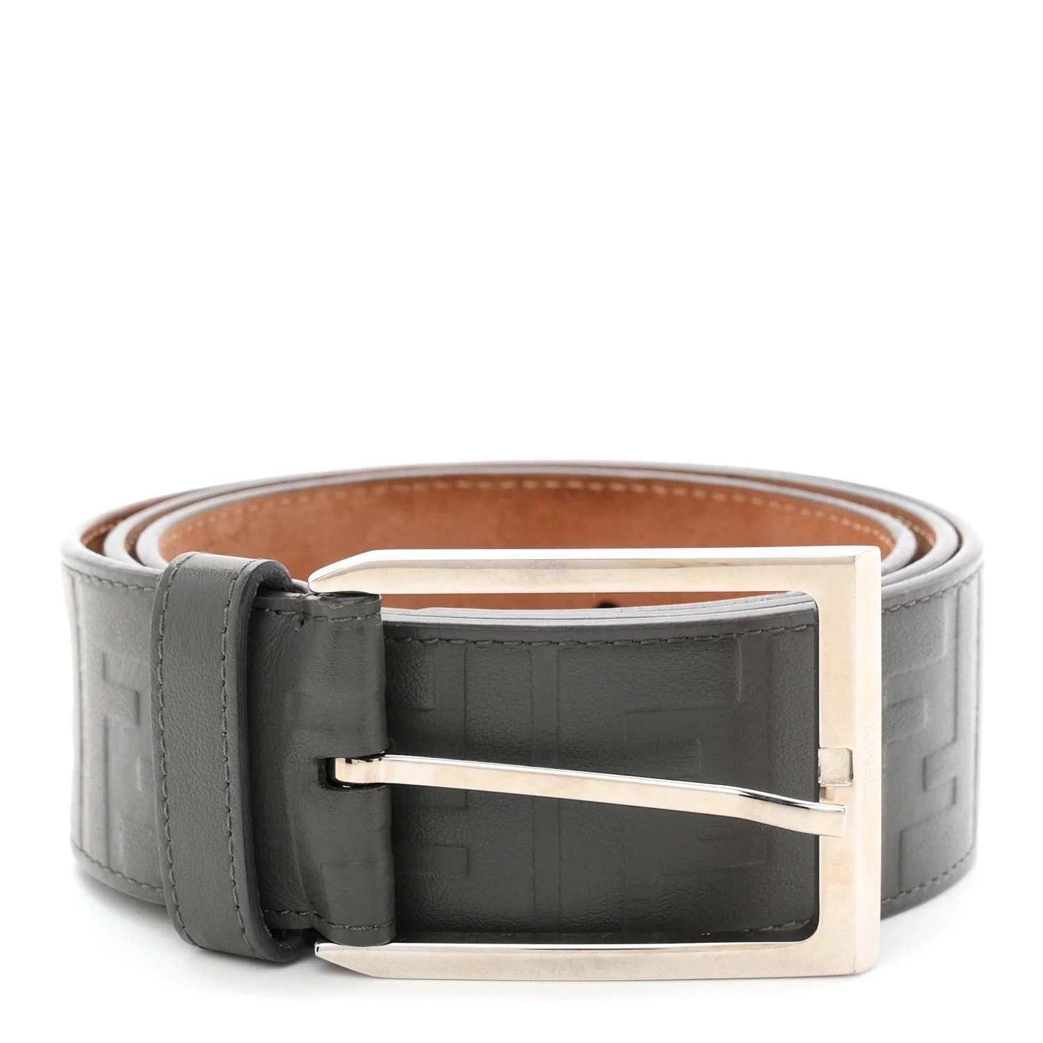 Fendi — Vitello Grace 1974 Embossed Belt 100 40 Antracite — Accessory — resale