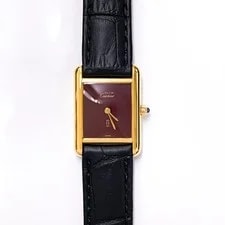 Cartier Must Tank SM Wine Red Dial Gold Watches 2