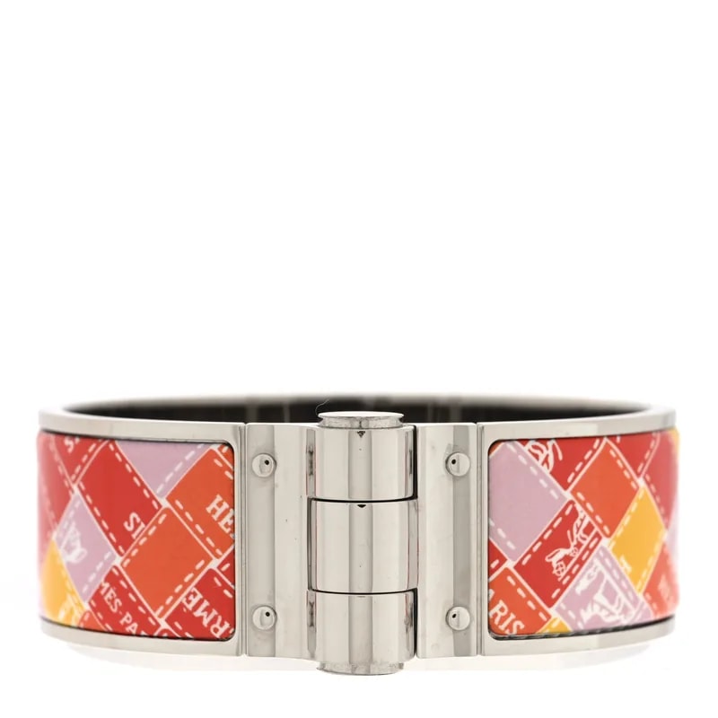 Hermès — Enamel Printed Wide Square Bolduc Hinged S Life in — Jewelry — resale