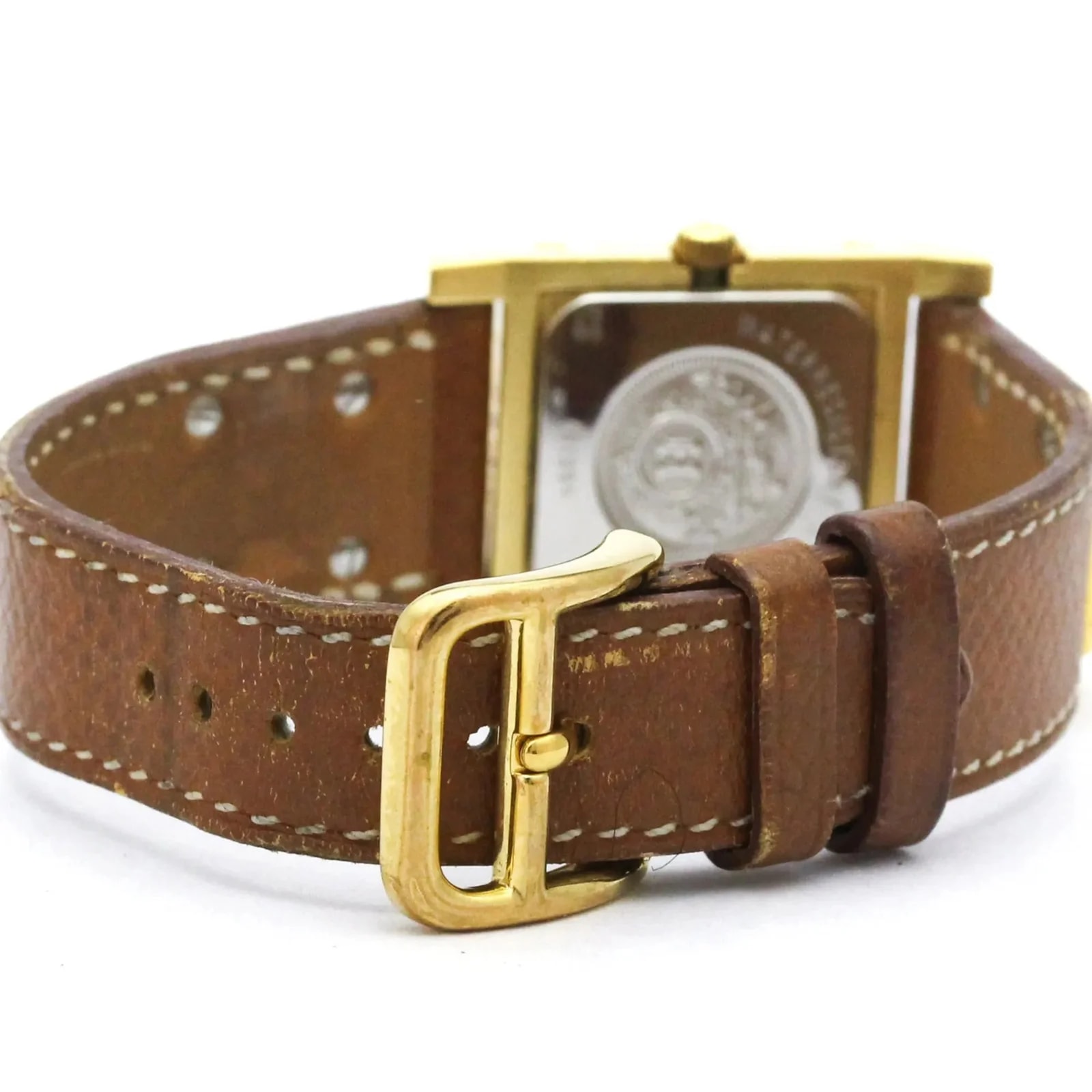 Hermes Medor Quartz Plated Metal and Leather 2