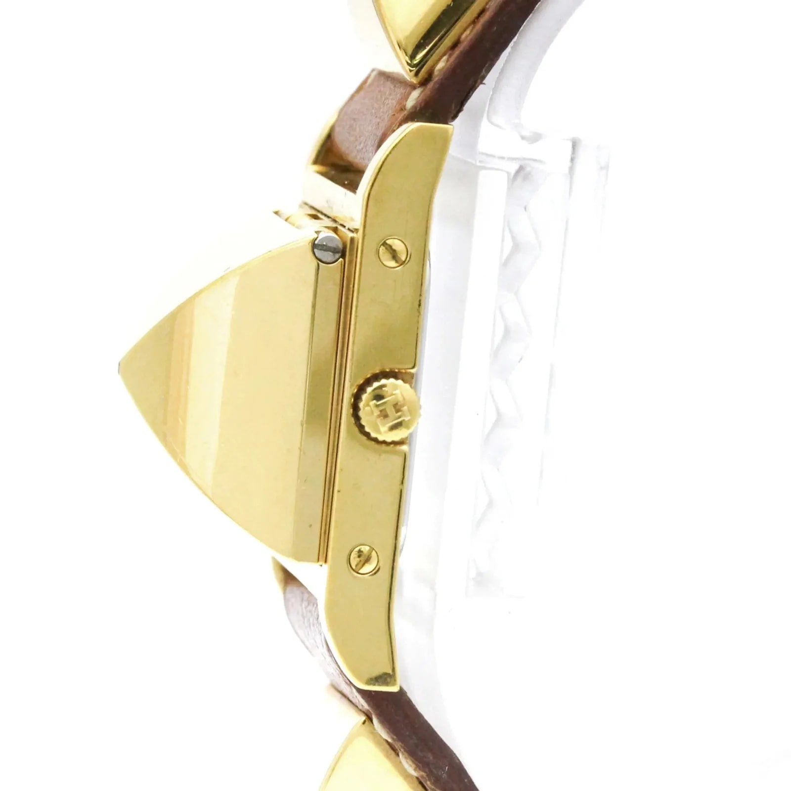 Hermes Medor Quartz Plated Metal and Leather 3