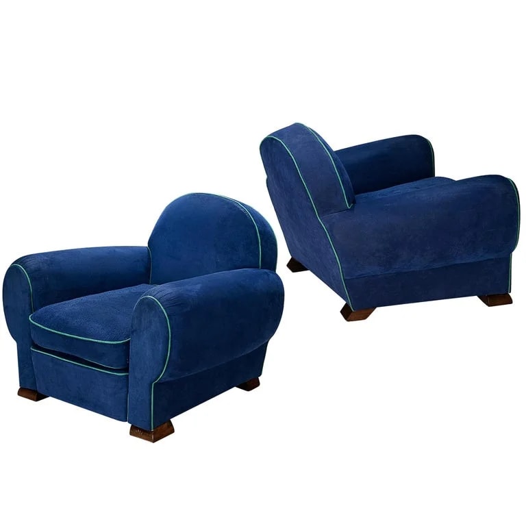 1930s Pair of French Art Deco Lounge in Upholstery — Furniture — resale