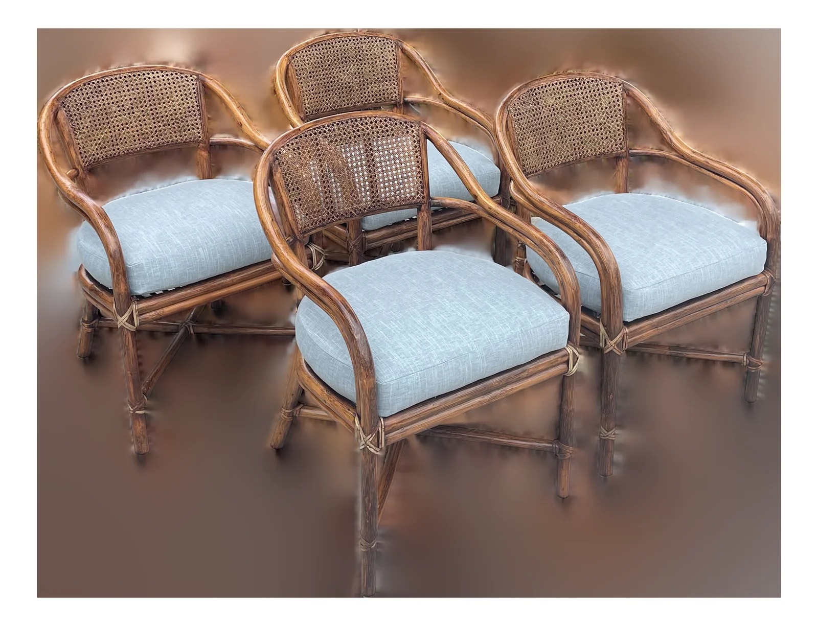 McGuire — 4 Authentic McGuire Cane Back Armchairs, Coastal Style — Furniture — resale