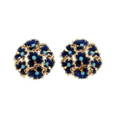 Vntbrd — Pair of Ear Studs 1960's in Yellow Gold and Enamel — Jewelry — resale