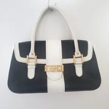 Fendi — VTG Fendi White Gold Logo Shadow Flap 2000s — Handbag — resale