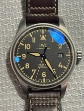 IWC Pilot's Mark Xviii Titanium Black Dial Date Brown Leather Strap 2