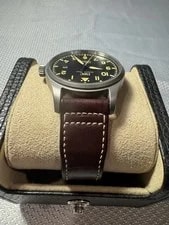 IWC Pilot's Mark Xviii Titanium Black Dial Date Brown Leather Strap 3