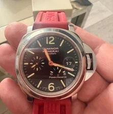Panerai — Panerai Luminor Power Reserve Auto 44mm 300m Black Dial Red Strap Box — Watch — resale
