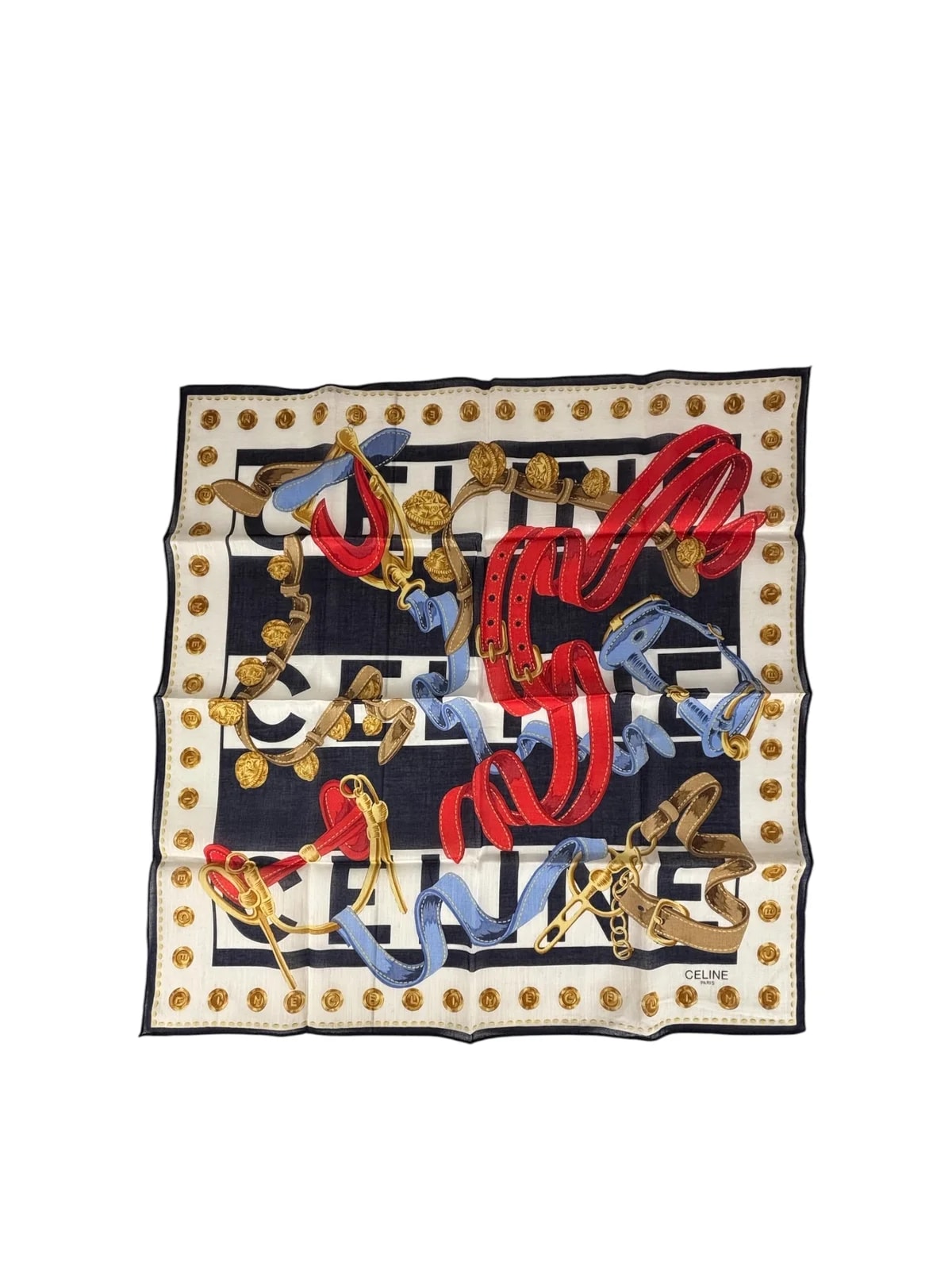 Celine — Celine Paris Equestrain Belt & Chain Motif Scarf — Accessory — resale