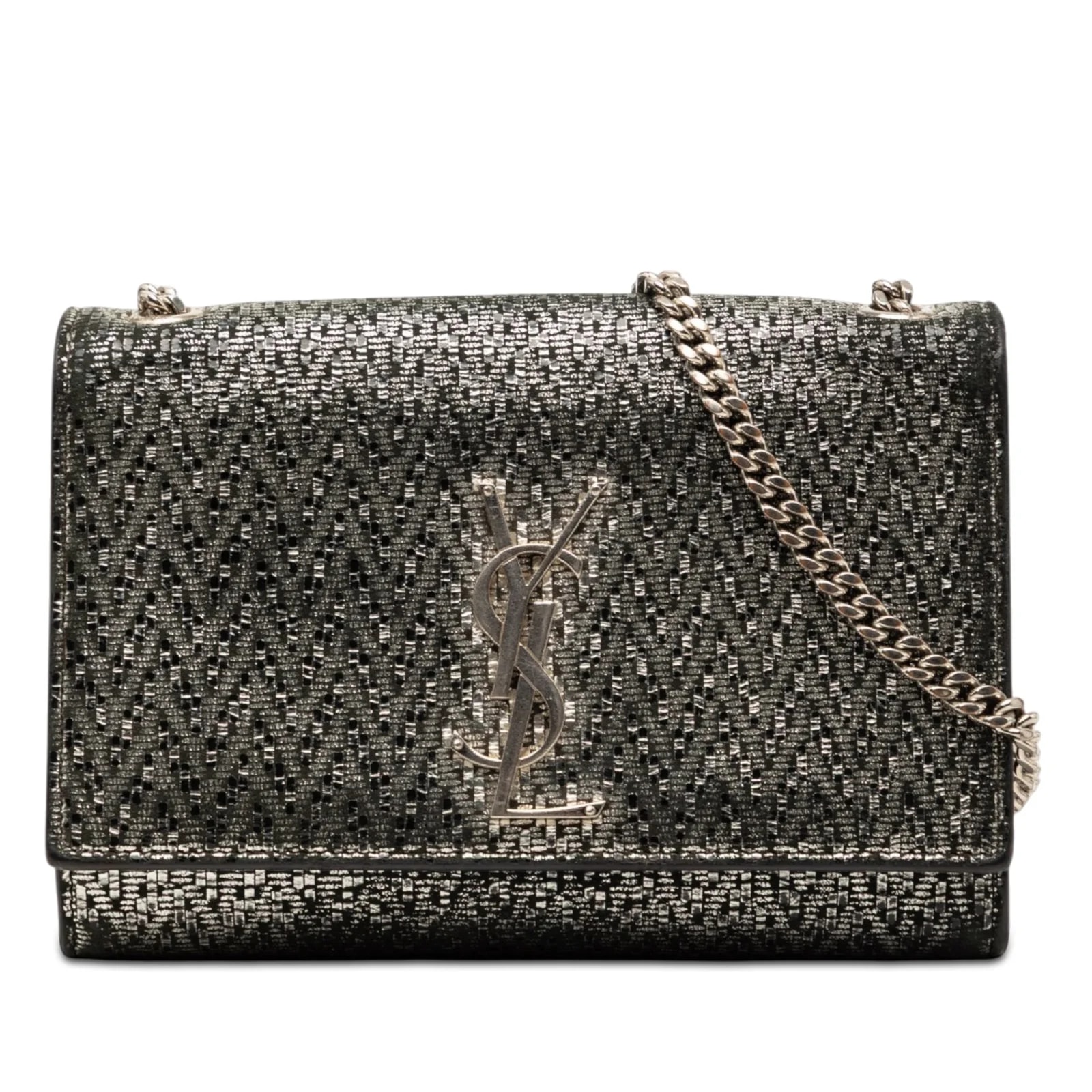 Saint Laurent — Small Metallic Chevron Kate Crossbody — Handbag — resale