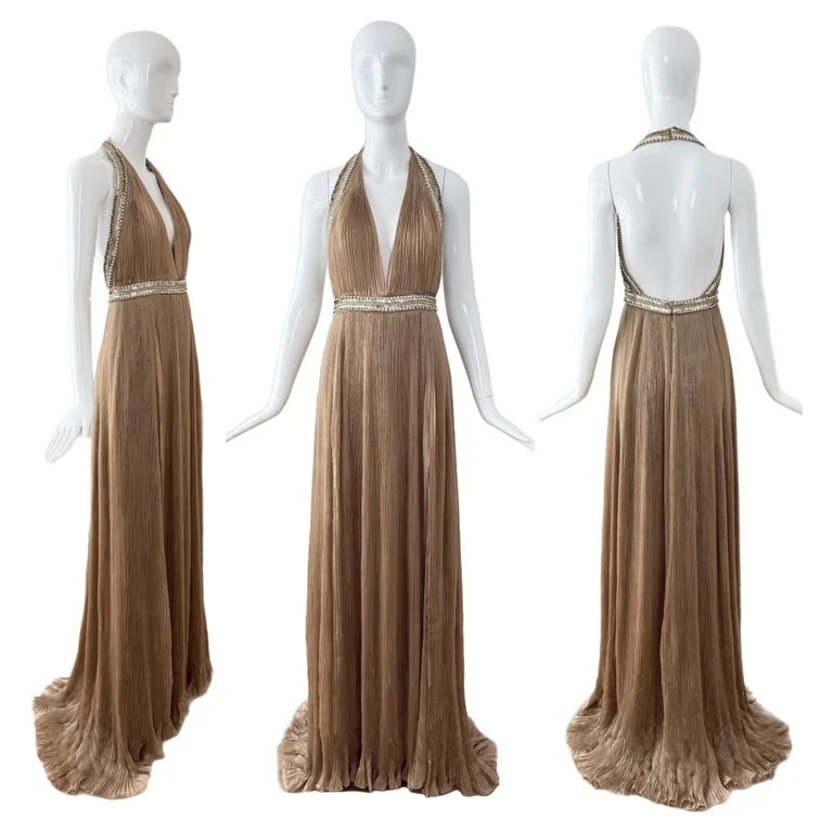 Roberto Cavalli — Roberto Cavalli 2000's Plissé Grecian Embellished Evening Gown — Clothing — resale