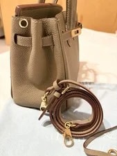 Tiffany & Fred Paris 25cm Top-Grain Etoupe Satchel With Crossbody Strap 4