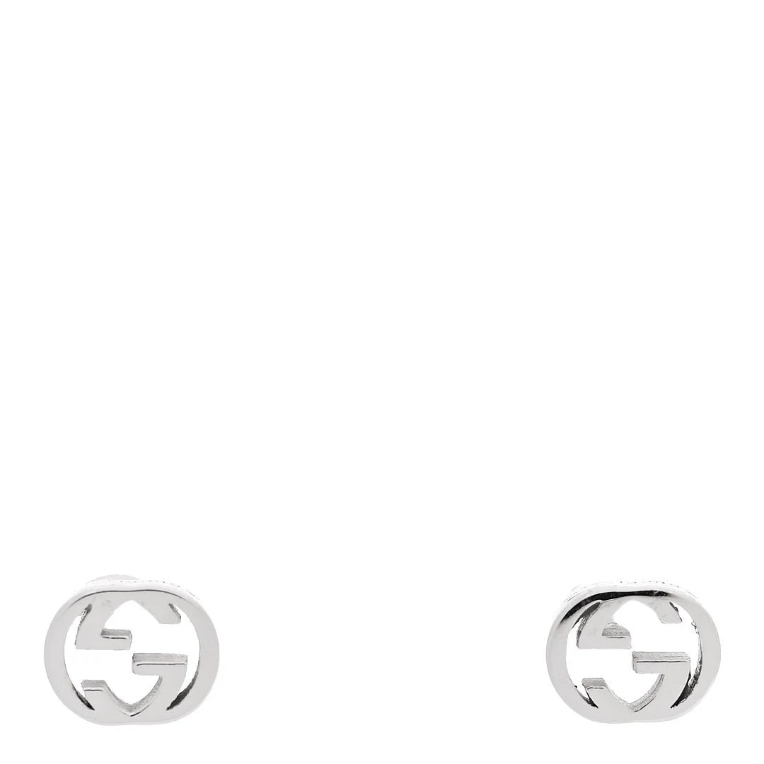 Gucci — 18K White Gold Interlocking G Stud — Jewelry — resale