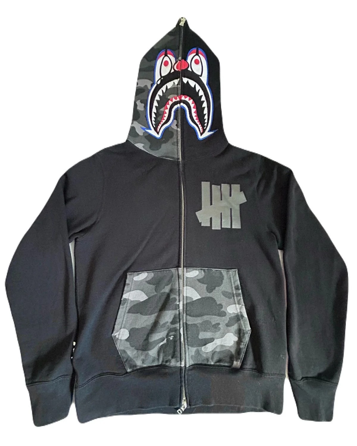 BAPE — Bape X Undefeated Mr Cartoon Clown Shark Hoodie Zipup — streetwear — resale