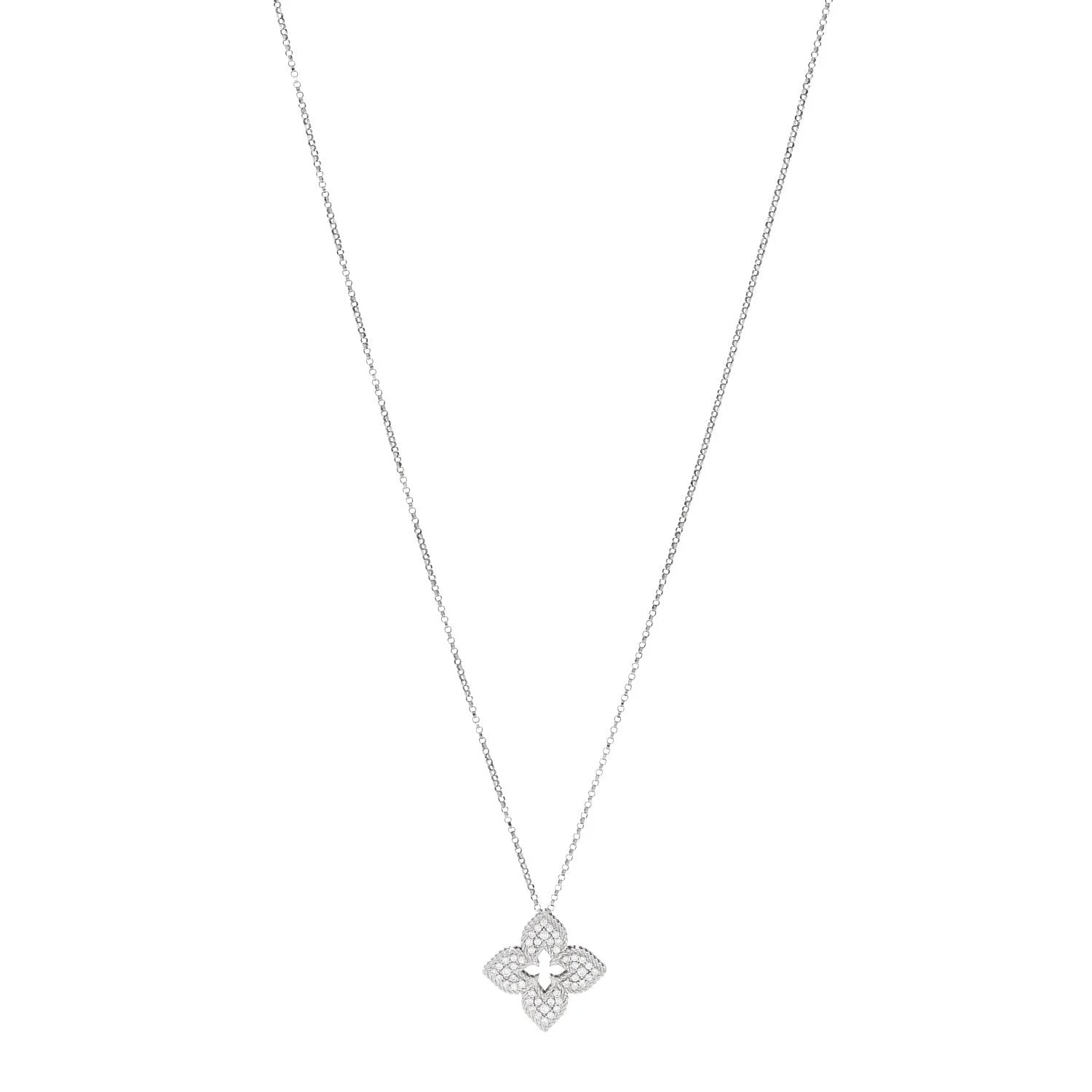 Roberto Coin — 18K White Gold Medium Venetian Princess Flower Pave — Jewelry — resale