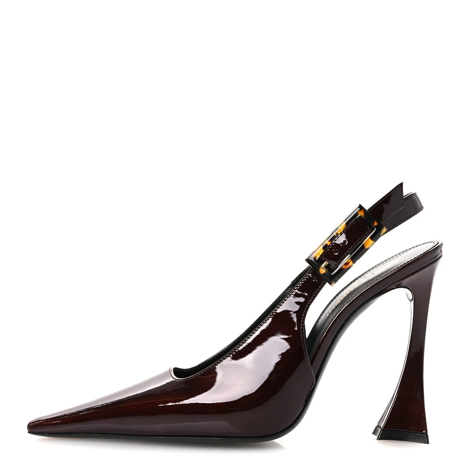 Saint Laurent — Vernice Gloss Dune 110 Slingback 38 Glace — Designer Shoe — resale