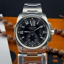 Cartier — Cartier de Calibre 42mm Black Dial Steel on Bracelet 2017 W7100016 — Watch — resale