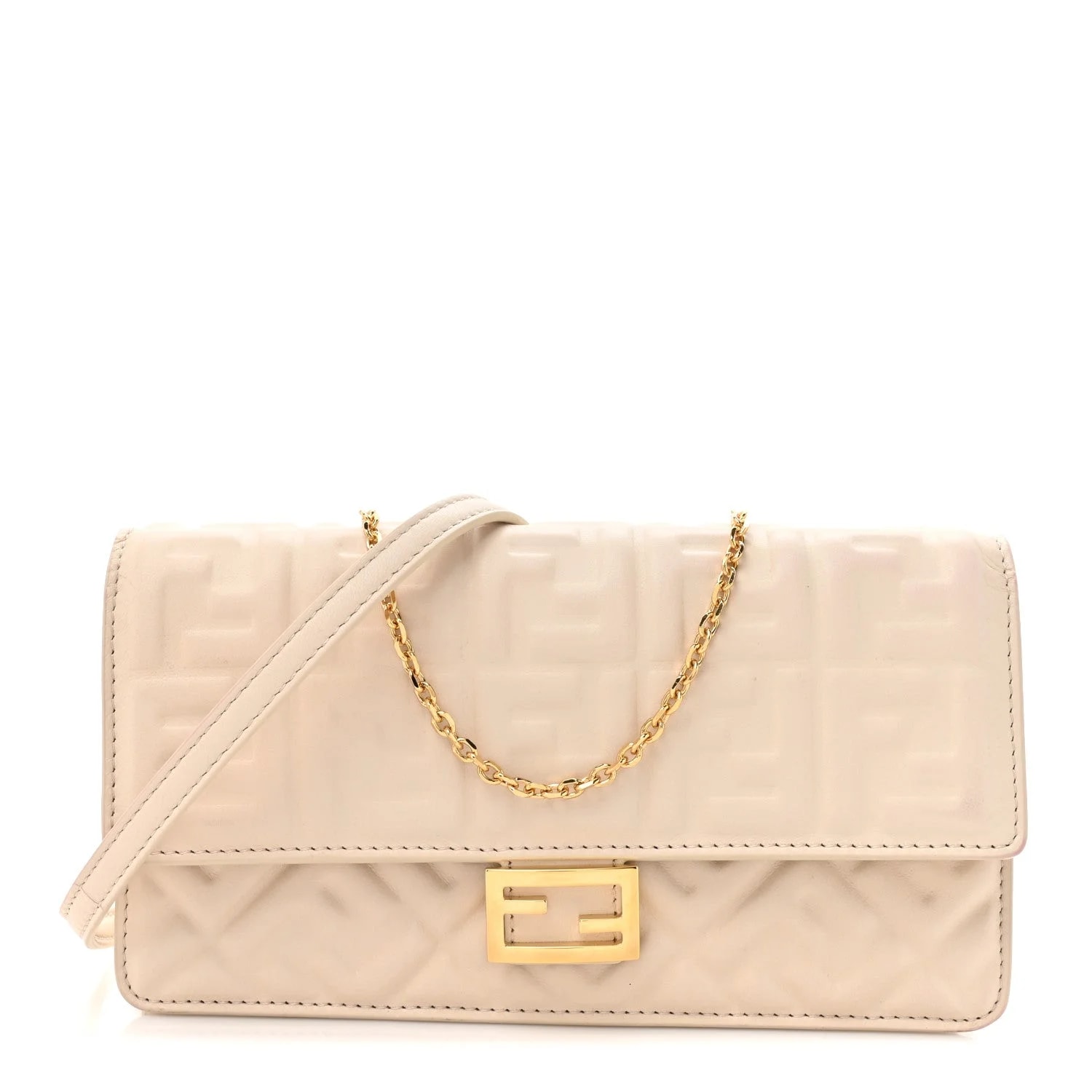 Fendi — Matisse Embossed Wallet on Chain Baguette Camelia — Handbag — resale