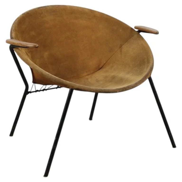 Hans Olsen, LEA AS — 1950s Hans Olsen Suede Balloon Lounge for LEA As, Denmark — Furniture — resale