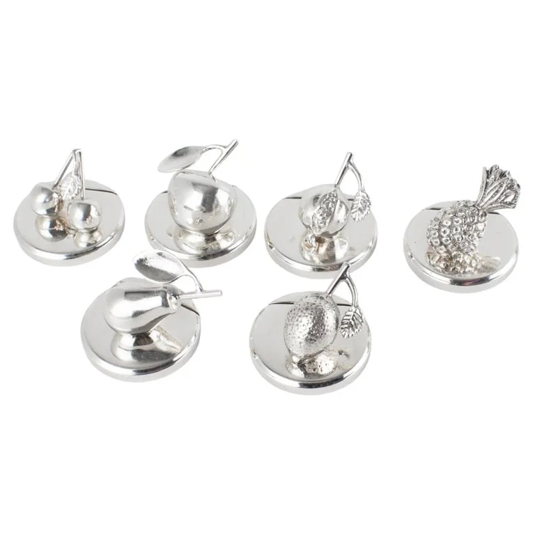 Gucci — Gucci Italy Silver Plate Fruit Figurine Place Card Holders, Six Pieces in Box — decorative_object — resale
