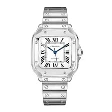 Cartier — Cartier Santos de 40MM Silver Roman Numerals Dial Yellow Gold — Watch — resale