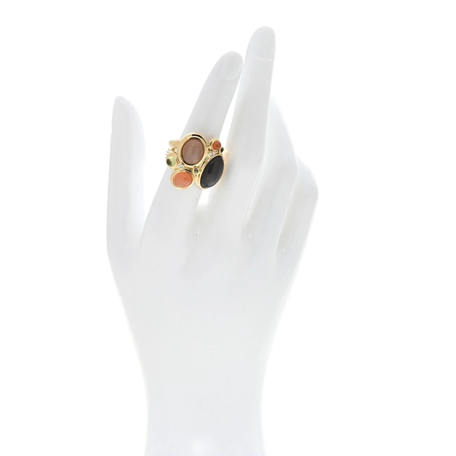18K Yellow Gold Moonstone Prasiolite Mosaic 52 6 2