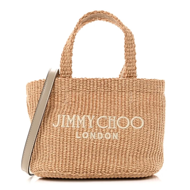 Jimmy Choo — Embroidered East West London Mini Beach Latte — Handbag — resale