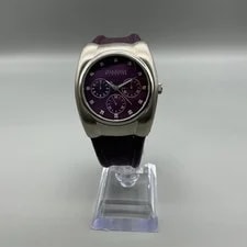Joan Rivers Classics 38mm Silver Tone Purple Leather New Battery 2
