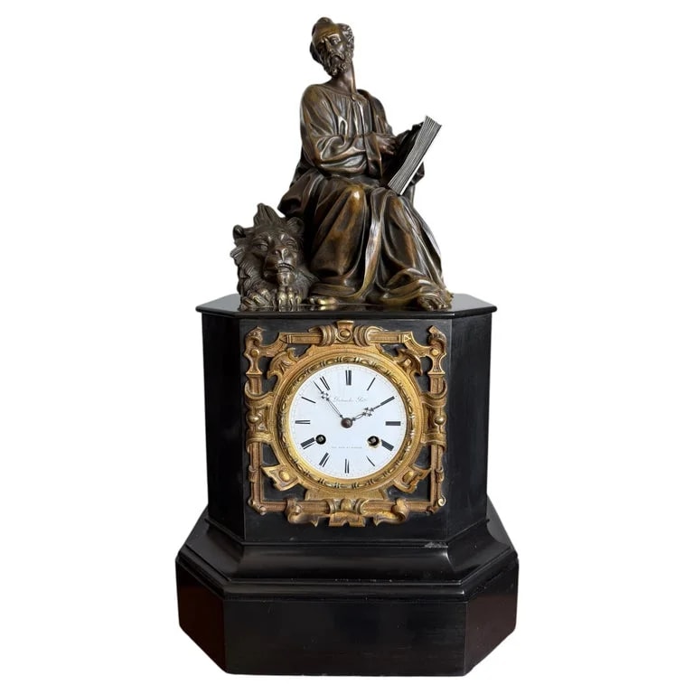C. Detouche — Fine Early 19th C. Bronze Mantel Clock “Saint Mark With Lion”, Detouche, Paris — decorative_object — resale
