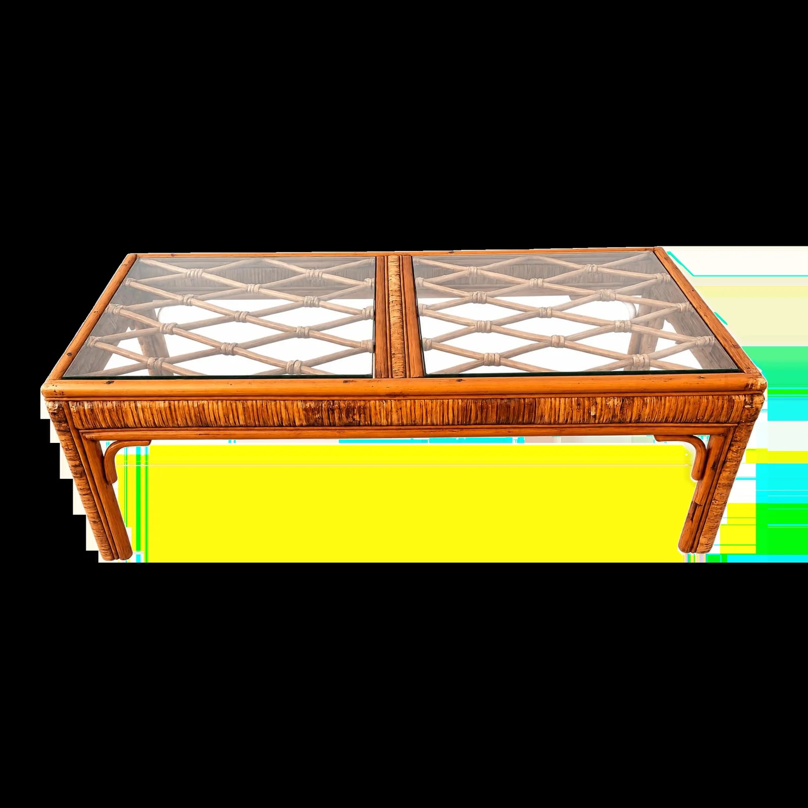Split & Top | Coastal Hollywood Regency Woven Cane Style — Furniture — resale
