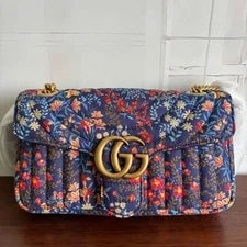 Gucci Marmont Logo Floral Print Cotton Crossbody Small #RB09 2