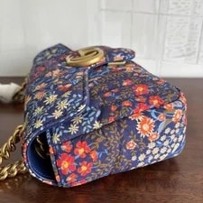 Gucci Marmont Logo Floral Print Cotton Crossbody Small #RB09 4