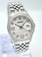 Rolex — Rolex Datejust 16234 36mm White Jubilee Diamond Dial Jubilee Diamond Bezel Lugs — Watch — resale