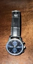 IWC Portugieser Chronograph Automatic Blue Dial Black Leather Strap 2