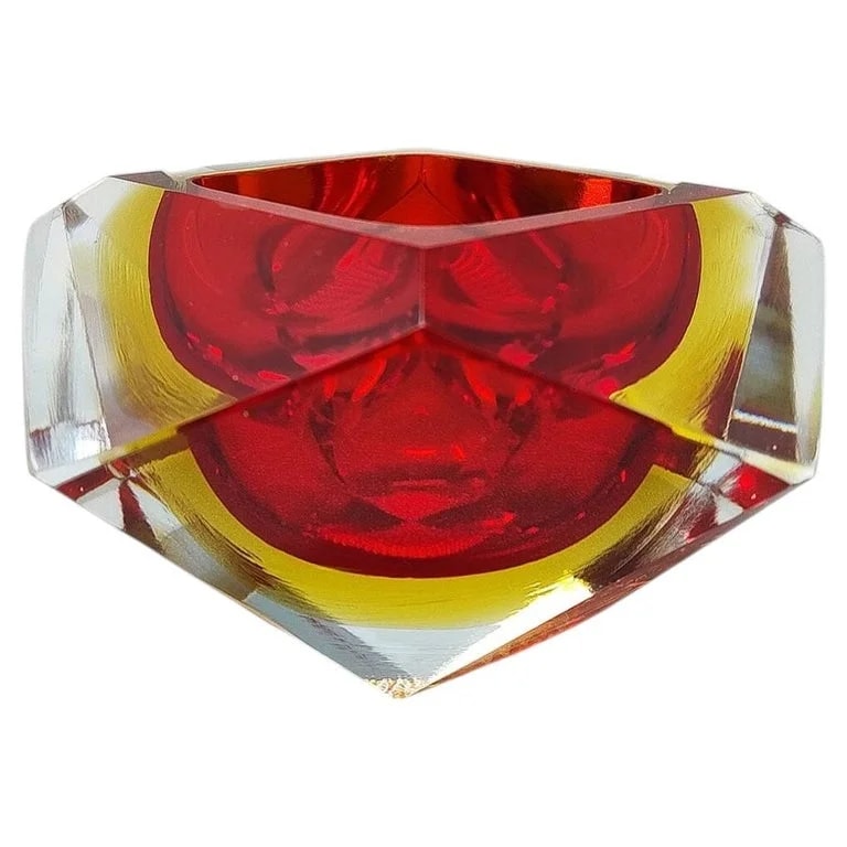 Flavio Poli — Flavio Poli Murano Glass Ashtray, Red & Yellow, 1960s Italy — decorative_object — resale