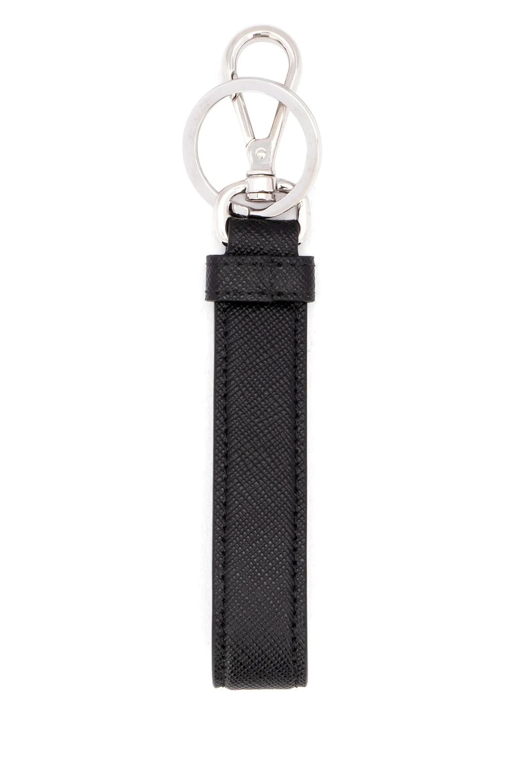 Prada Logo-Plaque Key Case — Acciaio-vitello Keychains 2