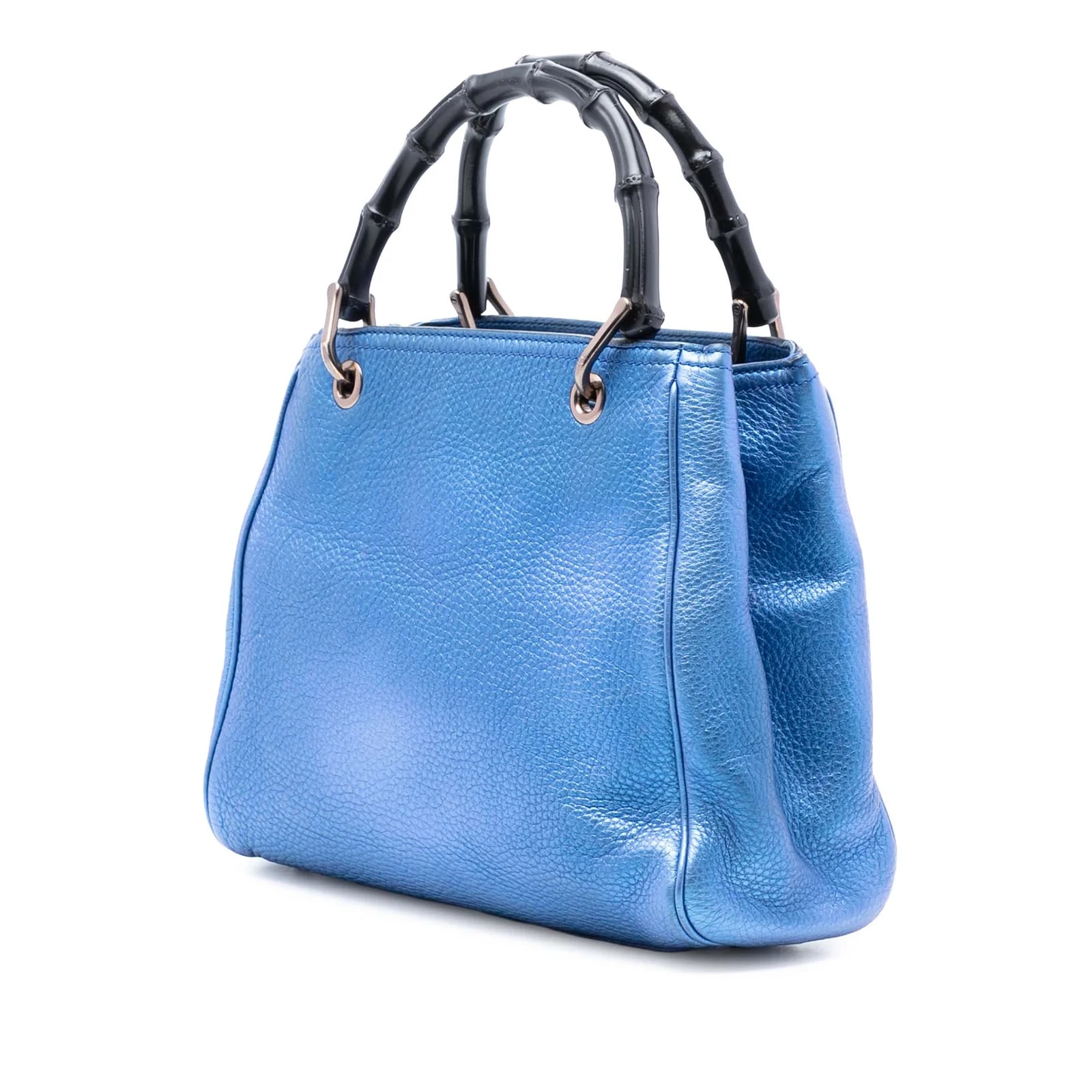 Small Metallic Bamboo Shopper Satchel 2