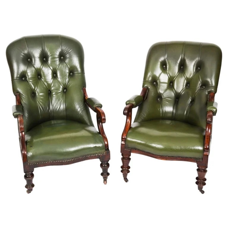 Antique Pair Victorian His & Hers Armchairs 19th Century — Furniture — resale