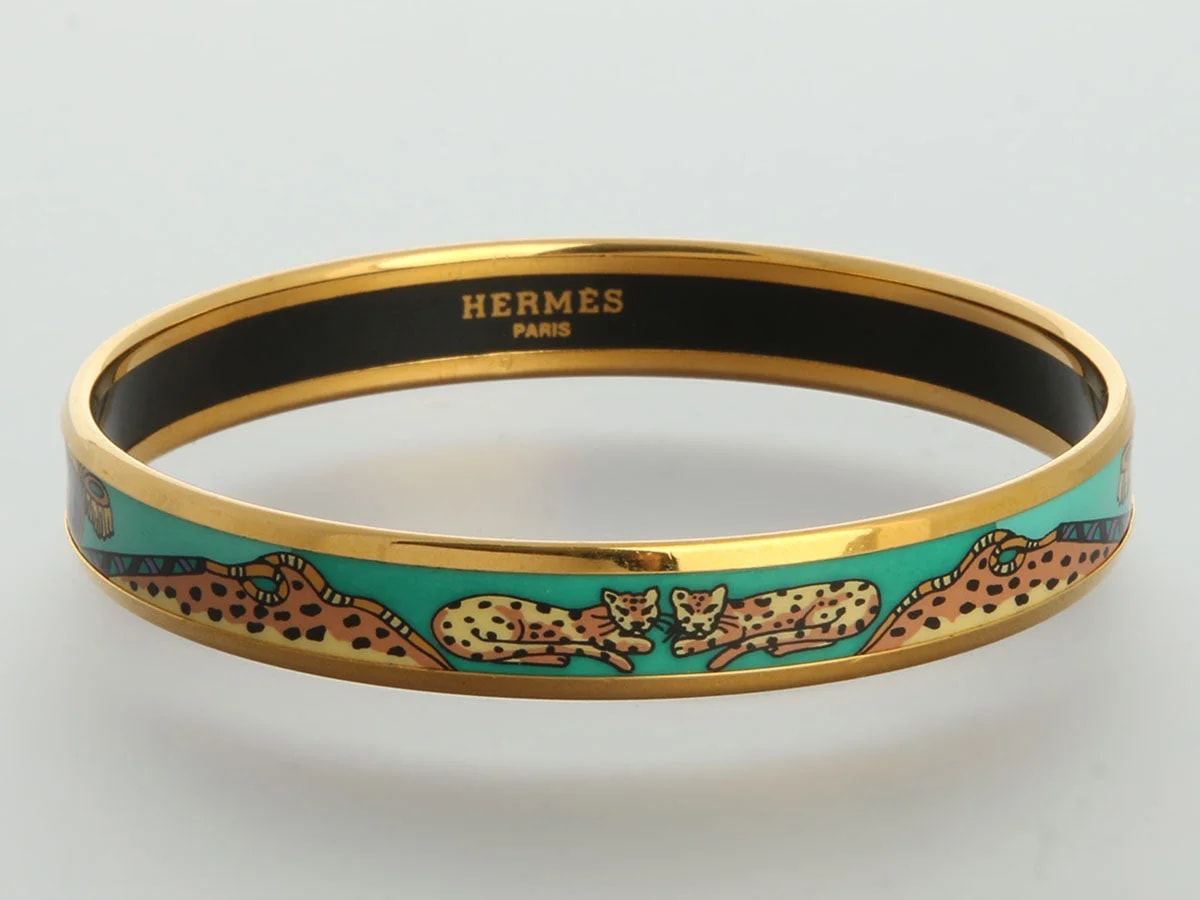 Hermès Narrow Leopard Enamel Bangle 2