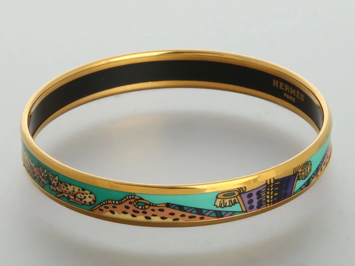 Hermès Narrow Leopard Enamel Bangle 3
