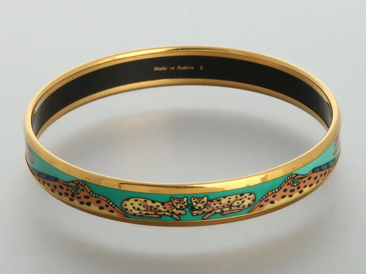 Hermès Narrow Leopard Enamel Bangle 4