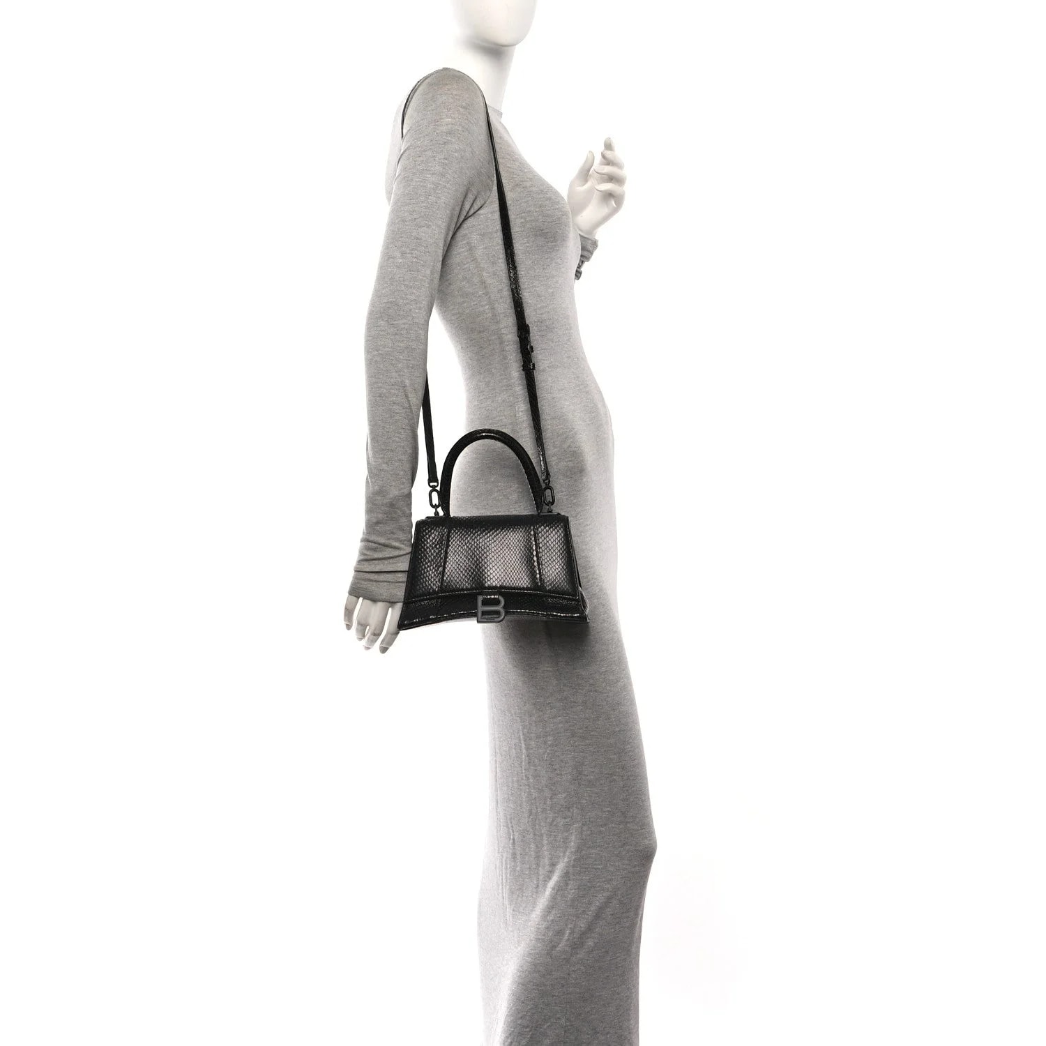 Matte Embossed Tonal B Small Hourglass Top Handle 2