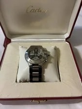 Cartier Chronoscaph 21 W10125U2 Black Dial, Box and Manual Belt Buckle Genuine 2